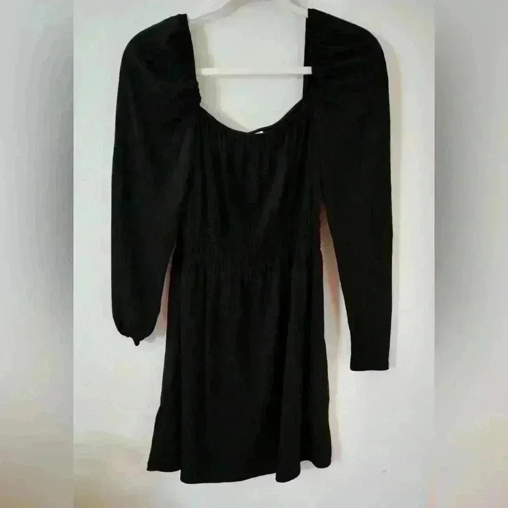 Long sleeve smocked mini dress